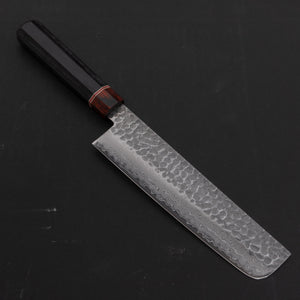 Hitohira Imojiya ST Tsuchime Damascus Nakiri 180mm Pakka Handle (Wa) - Tetogi