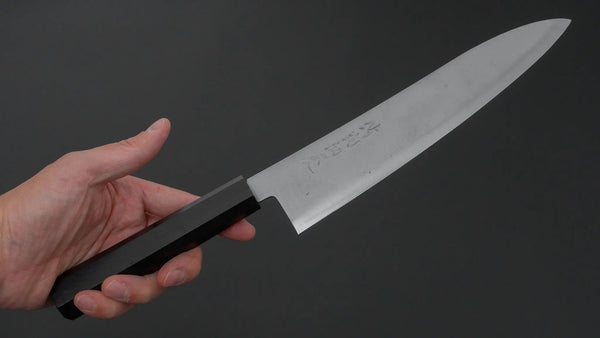 Hitohira Imojiya TH Blue Super Gyuto 210mm Ebony Handle - Tetogi