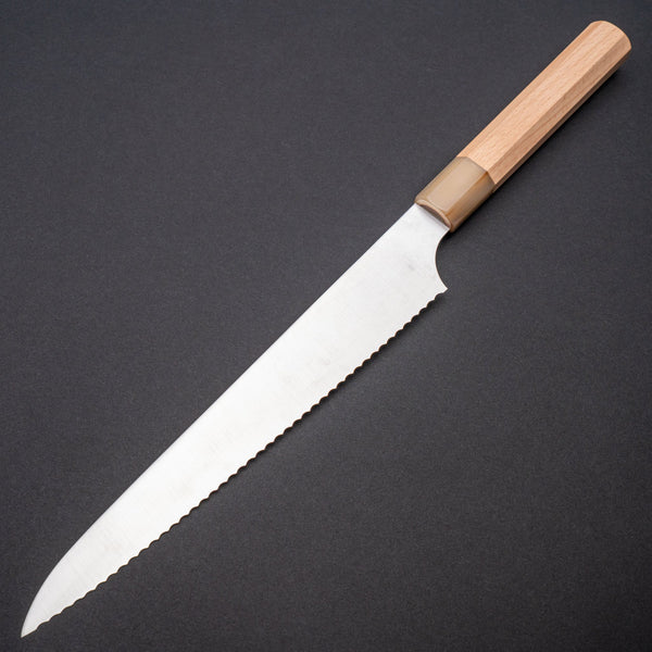 Hitohira Imojiya TH Stainless Bread Knife 240mm Beechwood Handle - Tetogi