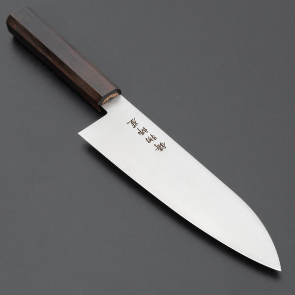 Hitohira Imojiya TH Stainless Santoku 180mm Ebony Handle (Wa) - Tetogi