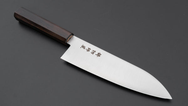 Hitohira Imojiya TH Stainless Santoku 180mm Ebony Handle (Wa) - Tetogi