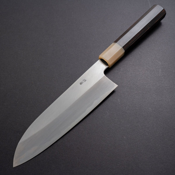 Hitohira Kikuchiyo Ren Blue #2 Santoku 180mm Ebony Handle - Tetogi