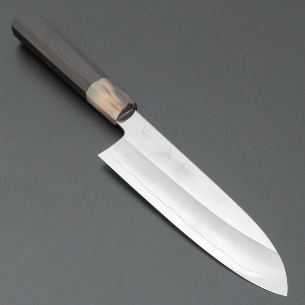 Hitohira Kikuchiyo Rou Silver #3 Mirror Polished Santoku Ebony Handle - Tetogi