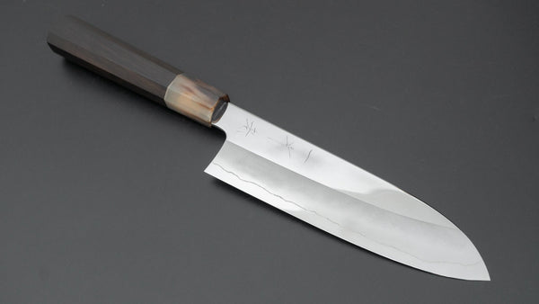 Hitohira Kikuchiyo Rou Silver #3 Mirror Polished Santoku Ebony Handle - Tetogi