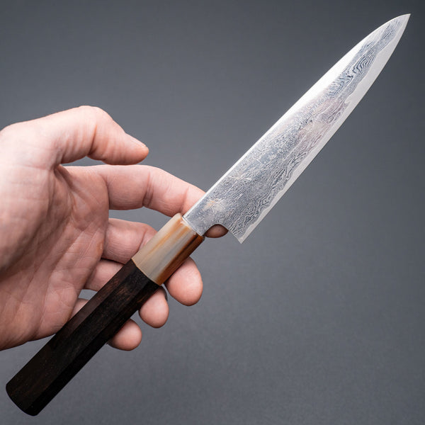 Hitohira Kikuchiyo Rou VG10 Hyokyo Damascus Petty 150mm Ebony Handle - Tetogi