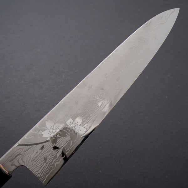 Hitohira Kikuchiyo Rou VG10 Sakura Damascus Gyuto 240mm Sakura Handle (Black horn) - Tetogi