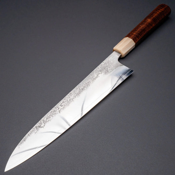 Hitohira Nihei SLD Nashiji Migaki Gyuto 240mm Ringed Gidgee Handle - Tetogi