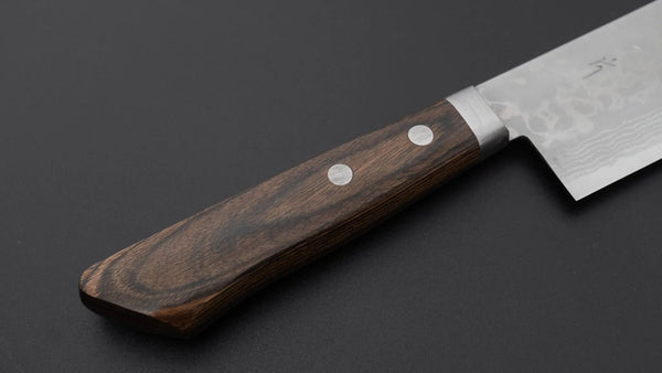 Hitohira NM V10 Damascus Nakiri 165mm Brown Pakka Handle - Tetogi