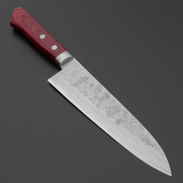 Hitohira NM V10 Nashiji Damascus Gyuto 180mm Wine Pakka Handle - Tetogi