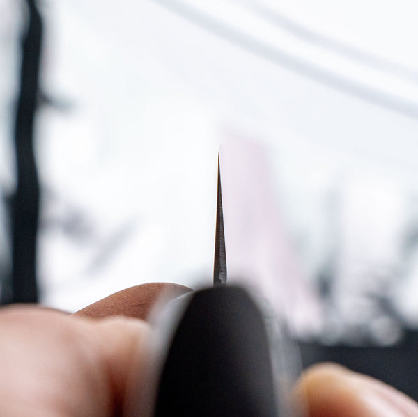 Hitohira NM V10 Tsuchime Damascus Nakiri 130mm Brown Pakka Handle (No Bolster) - Tetogi