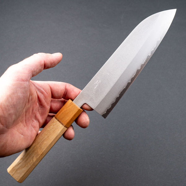 Hitohira NM VG - 1 Nashiji Santoku 165mm Oak Handle - Tetogi
