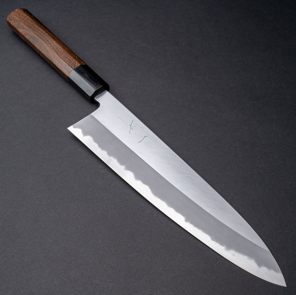 Hitohira Tanaka Kyuzo Blue 1 Migaki Gyuto 240mm Ziricote Handle (Extra Height) - Tetogi