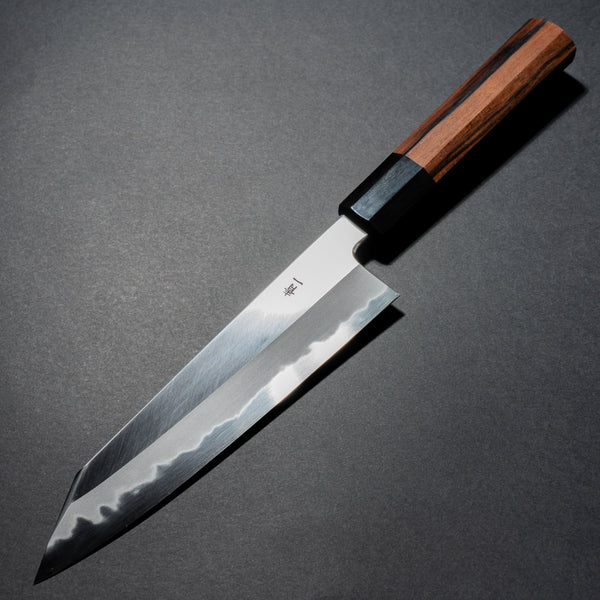 Hitohira Tanaka Kyuzo Blue 1 Migaki Kiritsuke Gyuto 195mm Taihei Makassar Ebony Handle (Limited) - Tetogi