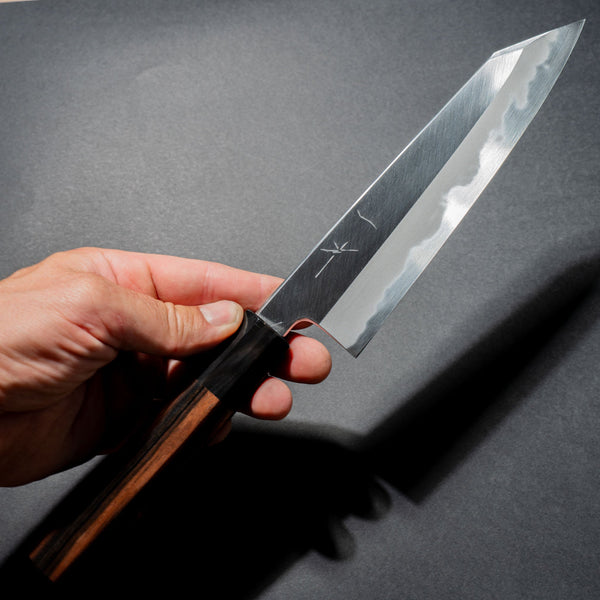 Hitohira Tanaka Kyuzo Blue 1 Migaki Kiritsuke Gyuto 195mm Taihei Makassar Ebony Handle (Limited) - Tetogi