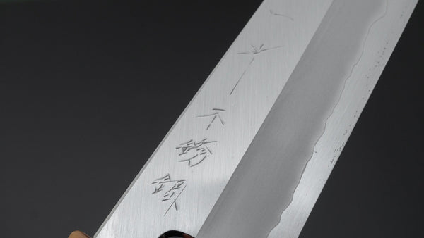 Hitohira Tanaka Kyuzo Blue #1 Stainless Clad Gyuto 210mm Taihei Makassar Ebony Handle - Tetogi