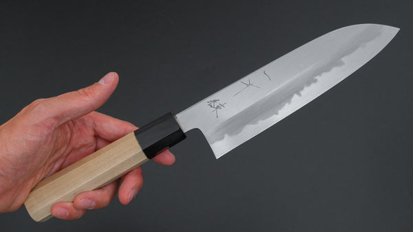 Hitohira Tanaka Ren White #2 Santoku 180mm Ho Wood Handle - Tetogi