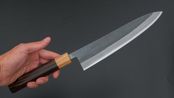 Hitohira TD Blue #2 Stainless Clad Kurouchi Gyuto 210mm Wenge Handle - Tetogi