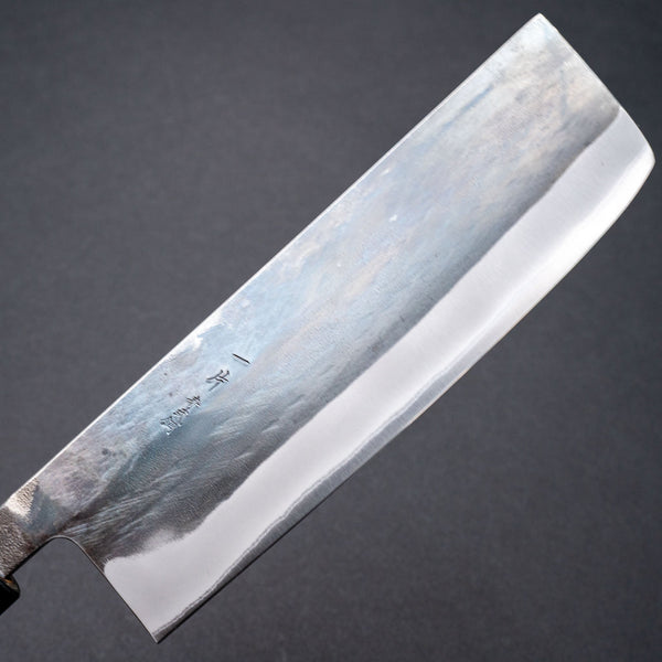 Hitohira TD Blue 2 Stainless Clad Kurouchi Nakiri 165mm Ho Wood Handle (D - Shape) - Tetogi