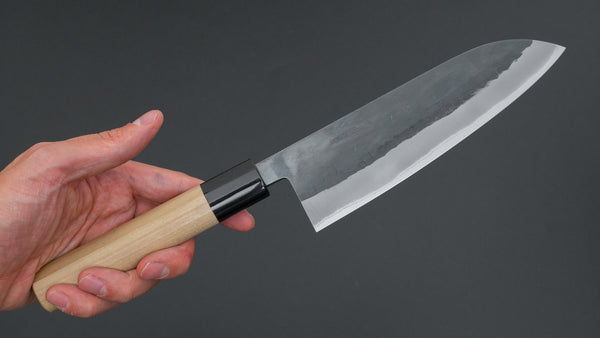 Hitohira TD Blue #2 Stainless Clad Kurouchi Santoku 165mm Ho Wood Handle (D - Shape) - Tetogi