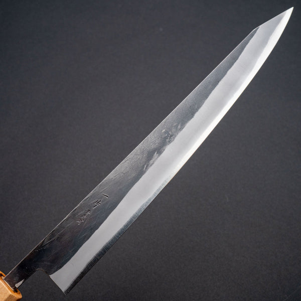 Hitohira TD Blue 2 Stainless Clad Kurouchi Sujihiki 240mm Walnut Handle - Tetogi