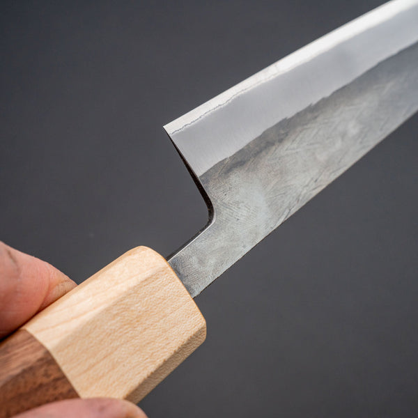 Hitohira TD Blue 2 Stainless Clad Kurouchi Sujihiki 240mm Walnut Handle - Tetogi