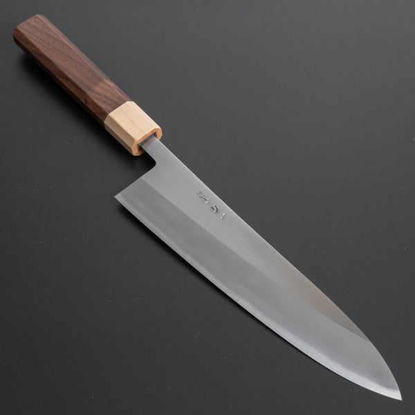 Hitohira TD Blue #2 Stainless Clad Migaki Gyuto 210mm Walnut Handle - Tetogi