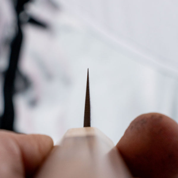 Hitohira TD Blue 2 Stainless Clad Nashiji Sujihiki 240mm Walnut Handle - Tetogi