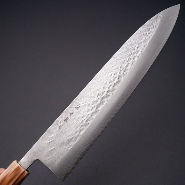 Hitohira TD SLD Tsuchime Gyuto 240mm Ebony Handle - Tetogi