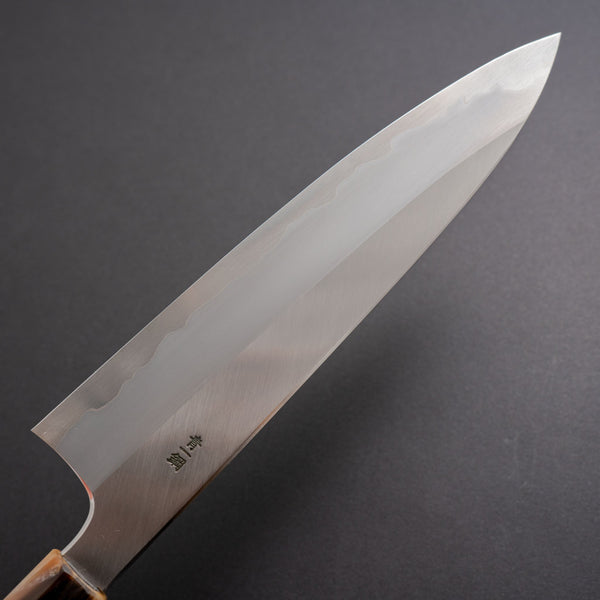 Hitohira Togashi Blue #1 Stainless Clad Migaki Gyuto 240mm Taihei Makassar Ebony Handle - Tetogi