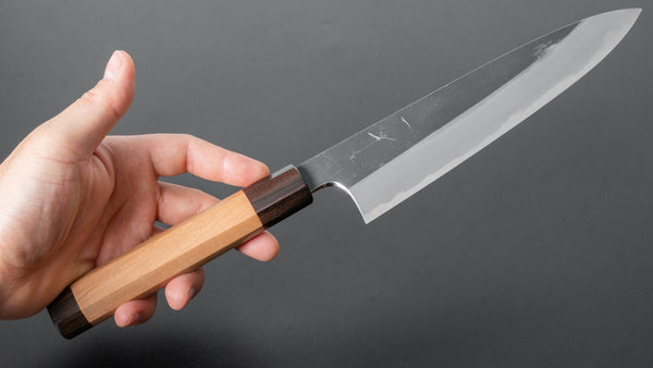 Hitohira Togashi Blue #2 Kurouchi Gyuto 210mm Cherry Wood Handle (Ebony End) - Tetogi