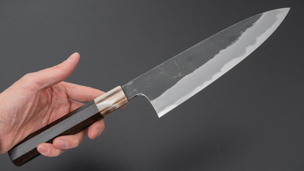 Hitohira Togashi Blue #2 Kurouchi Gyuto 210mm Ebony Handle - Tetogi