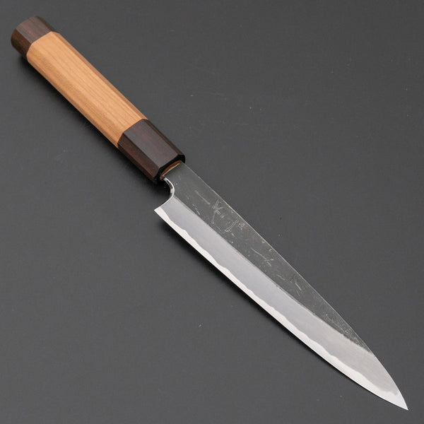 Hitohira Togashi Blue #2 Kurouchi Petty 165mm Cherry Wood Handle (Ebony End) - Tetogi