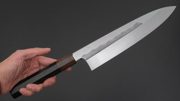 Hitohira Togashi White #1 Mizu Honyaki Gyuto 240mm Taihei Ebony Handle (#091/ Saya) - Tetogi