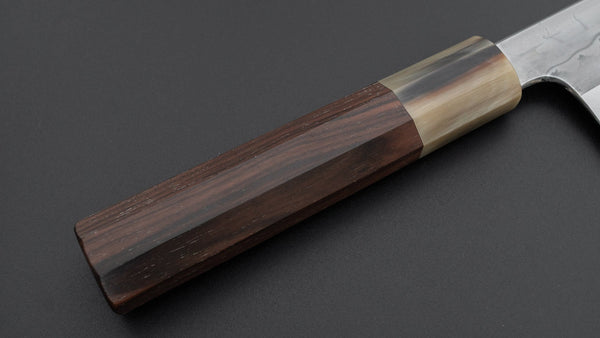 Hitohira Togashi White 1 Sanbonsugi Mizu Honyaki Santoku 180mm Taihei Makassar Ebony Handle (145/ Saya) - Tetogi