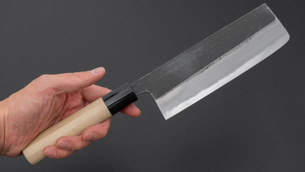 Hitohira Togashi White 2 Kurouchi Nakiri Ho Wood Handle (D-Shape) - Tetogi