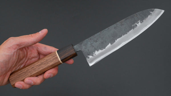 Hitohira Tosa Kurouchi White #2 Santoku 165mm Walnut Handle (Ziricote Ferrule) - Tetogi