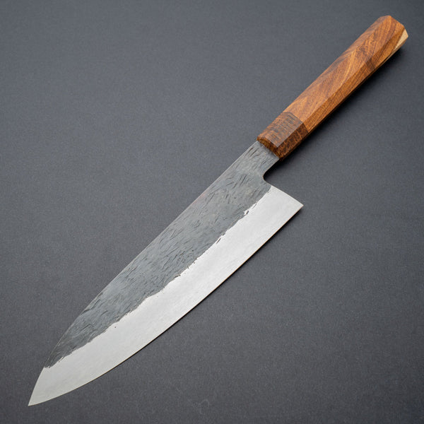 Isamitsu White 1 Stainless Clad Kurouchi Gyuto 195mm Laburnum Handle - Tetogi