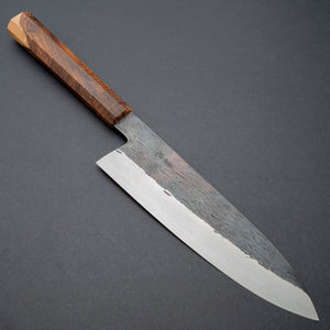 Isamitsu White 1 Stainless Clad Kurouchi Gyuto 195mm Laburnum Handle - Tetogi