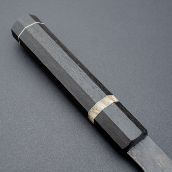 Isamitsu White 1 Stainless Clad Kurouchi Gyuto 195mm Riisgaard Ebony Handle - Tetogi