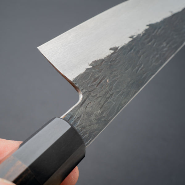 Isamitsu White 1 Stainless Clad Kurouchi Gyuto 195mm Riisgaard Ebony Handle - Tetogi