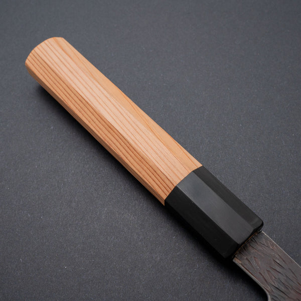 Isamitsu White #1 Stainless Clad Kurouchi Gyuto 210mm Yakusugi Cedar Handle - Tetogi