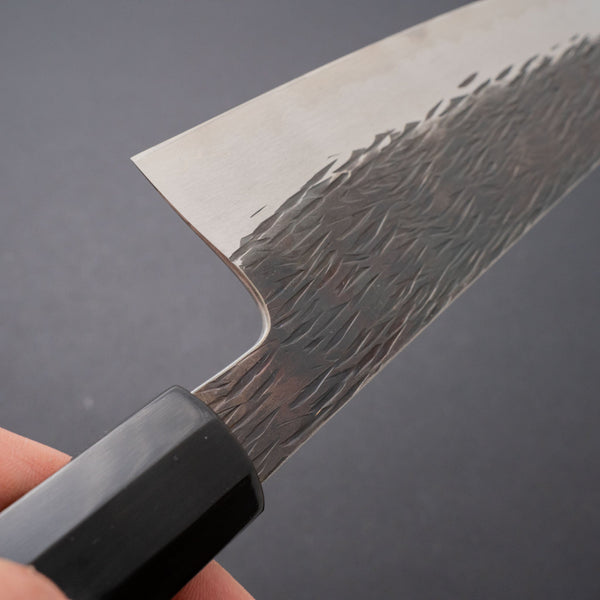 Isamitsu White #1 Stainless Clad Kurouchi Gyuto 210mm Yakusugi Cedar Handle - Tetogi