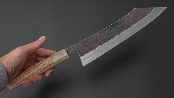 Isamitsu White #1 Stainless Clad Kurouchi Kiritsuke Gyuto 240mm Taihei Zebrawood Handle - Tetogi