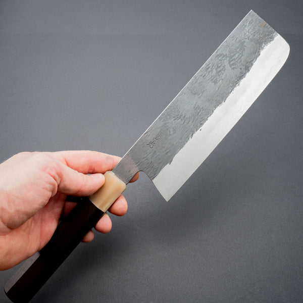 Isamitsu White 1 Stainless Clad Kurouchi Nakiri 180mm Riisgaard Rosewood - Tetogi