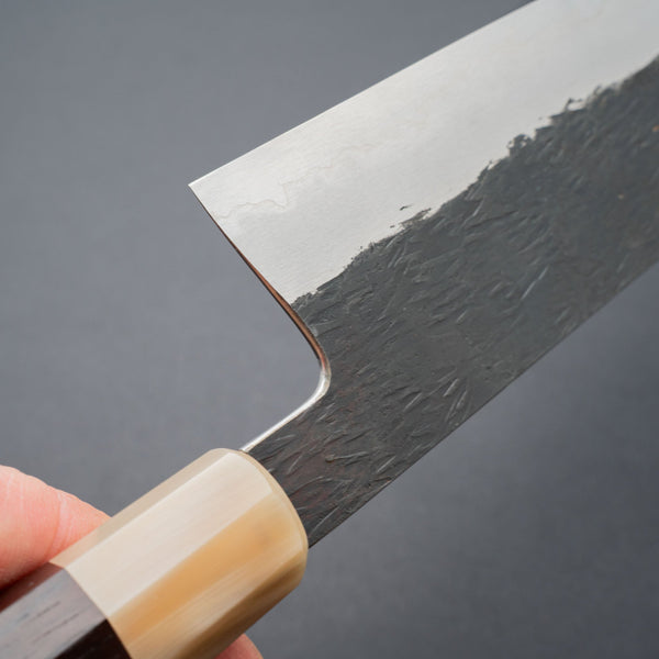 Isamitsu White 1 Stainless Clad Kurouchi Nakiri 180mm Riisgaard Rosewood - Tetogi