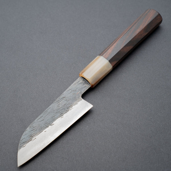 Isamitsu White 1 Stainless Clad Kurouchi Paring 90mm Ebony Handle - Tetogi