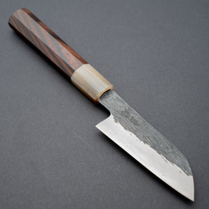 Isamitsu White 1 Stainless Clad Kurouchi Paring 90mm Ebony Handle - Tetogi