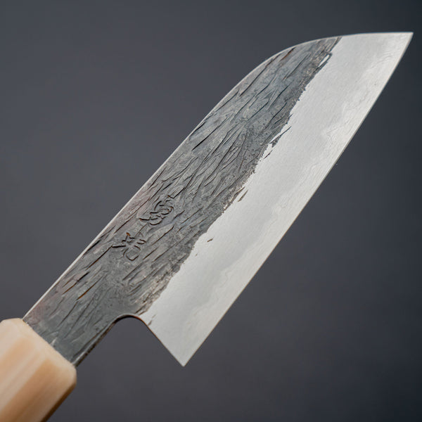 Isamitsu White 1 Stainless Clad Kurouchi Paring 90mm Riisgaard Handle - Tetogi