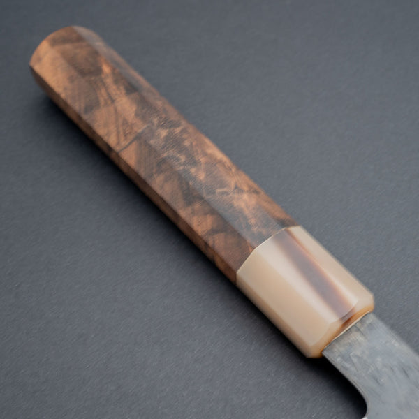 Isamitsu White 1 Stainless Clad Kurouchi Sujihiki 270mm Riisgaard Walnut Handle - Tetogi