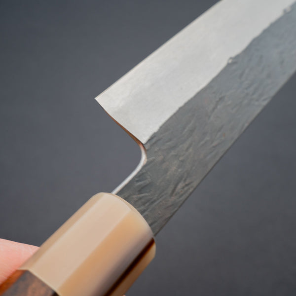 Isamitsu White 1 Stainless Clad Kurouchi Sujihiki 270mm Riisgaard Walnut Handle - Tetogi